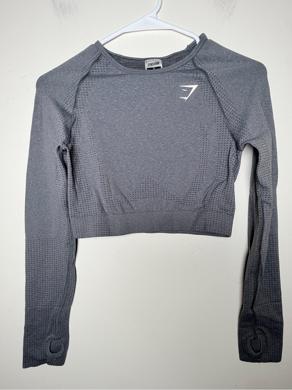 Gymshark Women's Seamless Long Sleeve Crop Top grey activewear M workout gym
